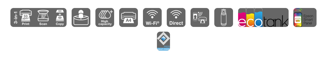 Daugiafunkcis rašalinis spausdintuvas Epson EcoTank L3351, A4, spalvotas, Wi-Fi, Wi-Fi Direct, AirPrint, juodas | C11CL62411 aprašymas - Prekės nuotrauka