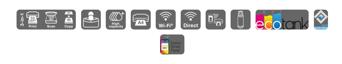 Daugiafunkcis rašalinis spausdintuvas Epson EcoTank L3350, A4, Wi-Fi, AirPrint, spalvotas | C11CL62409 aprašymas - Prekės nuotrauka