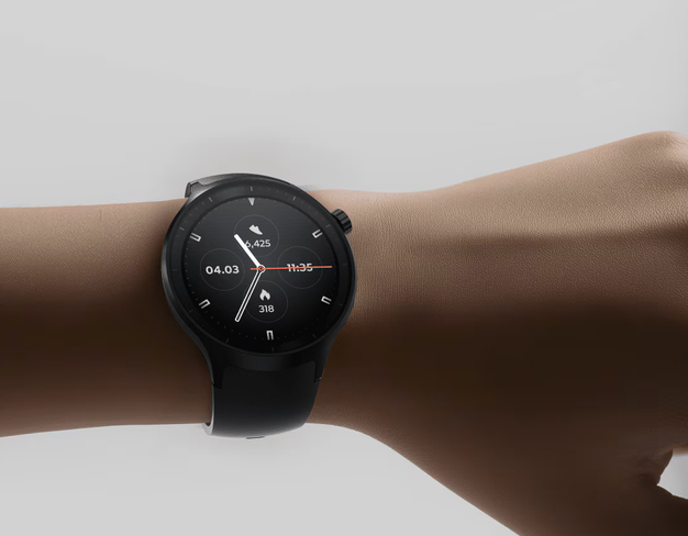 Išmanusis laikrodis MOTOROLA moto watch, sidabrinis, su sidabrine ir žalia apyrankėmis aprašymas - Prekės nuotrauka