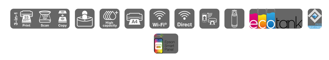Daugiafunkcis rašalinis spausdintuvas Epson EcoTank L3352, A4, spalvotas, Wi-Fi, Wi-Fi Direct, AirPrint, juodas | C11CL62426 aprašymas - Prekės nuotrauka