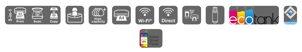 Daugiafunkcis rašalinis spausdintuvas Epson EcoTank L3356, A4, spalvotas, Wi-Fi, Wi-Fi Direct, AirPrint, baltas | C11CL62412 aprašymas - Prekės nuotrauka