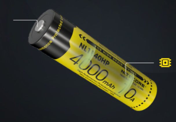Akumuliatorius Nitecore NL1840HP 18650 Li-ion, 4000 mAh, 3,6 V, 10 A, IPX6 aprašymas - Prekės nuotrauka