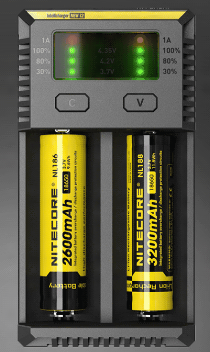 Nitecore NEW i2 išmanusis dviejų lizdų baterijų įkroviklis, 1000 mA aprašymas - Prekės nuotrauka