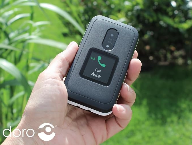 Mygtukinis telefonas Doro Leva E30 LTE, juodas/baltas, su įkrovimo stotele aprašymas - Prekės nuotrauka