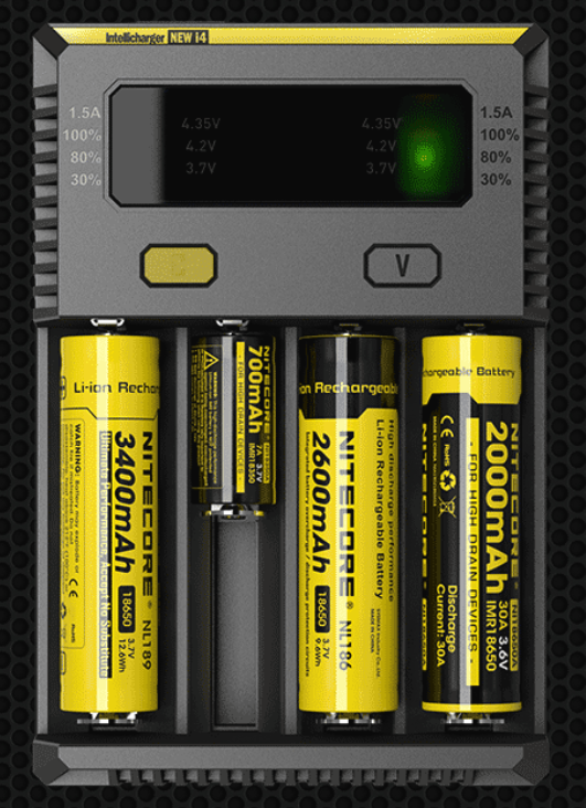 Nitecore NEW i4 išmanusis keturių lizdų baterijų įkroviklis, 1500 mA aprašymas - Prekės nuotrauka