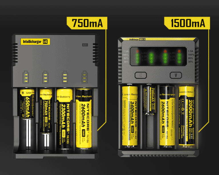 Nitecore NEW i4 išmanusis keturių lizdų baterijų įkroviklis, 1500 mA aprašymas - Prekės nuotrauka