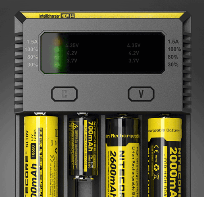 Nitecore NEW i4 išmanusis keturių lizdų baterijų įkroviklis, 1500 mA aprašymas - Prekės nuotrauka