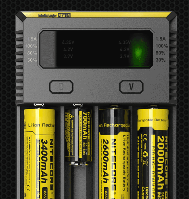 Nitecore NEW i4 išmanusis keturių lizdų baterijų įkroviklis, 1500 mA aprašymas - Prekės nuotrauka