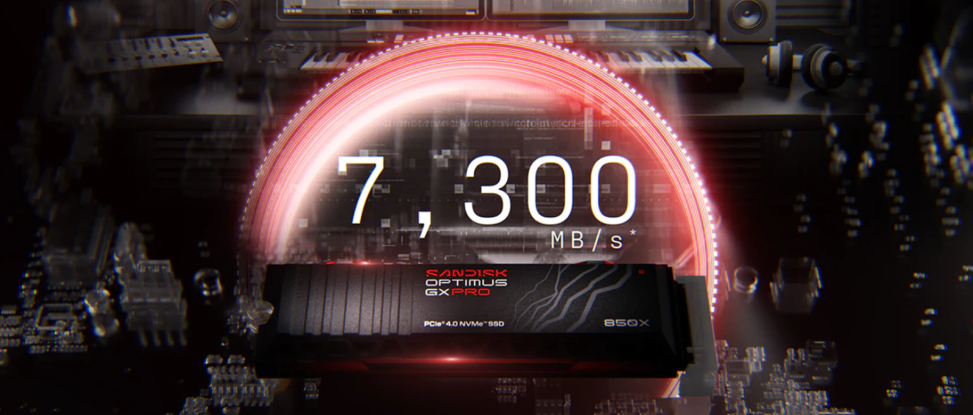 Kietasis diskas SanDisk Optimus GX PRO 850X 1TB M.2 PCIe 4.0 NVMe, su radiatoriumi aprašymas - Prekės nuotrauka