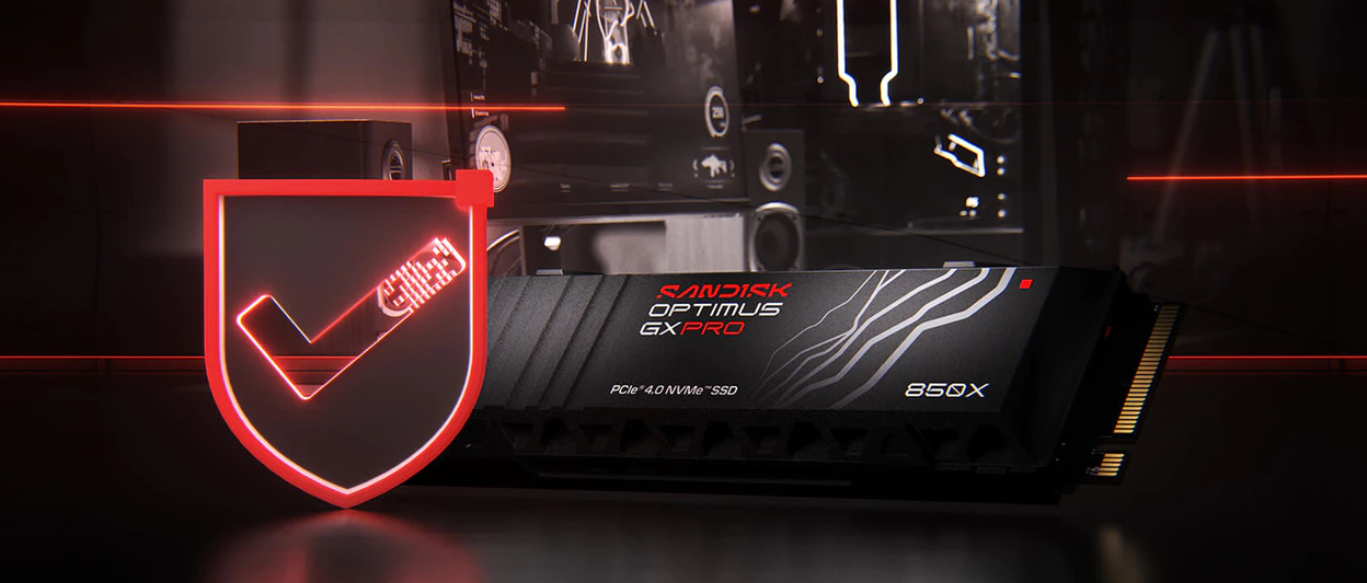 Kietasis diskas SanDisk Optimus GX PRO 850X 1TB M.2 PCIe 4.0 NVMe, su radiatoriumi aprašymas - Prekės nuotrauka