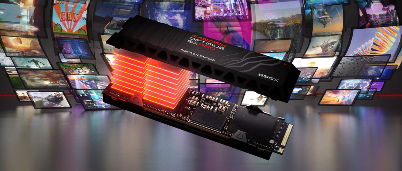 Kietasis diskas SanDisk Optimus GX PRO 850X 1TB M.2 PCIe 4.0 NVMe, su radiatoriumi aprašymas - Prekės nuotrauka