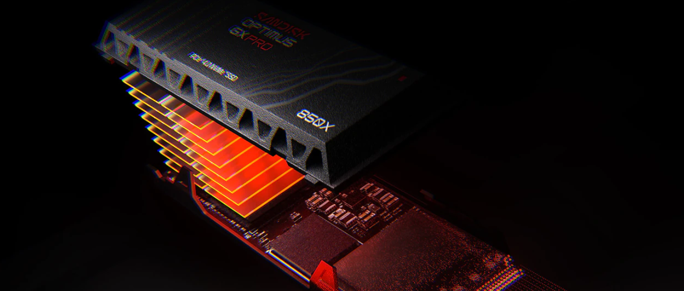 Kietasis diskas SanDisk Optimus GX PRO 850X 1TB M.2 PCIe 4.0 NVMe, su radiatoriumi aprašymas - Prekės nuotrauka