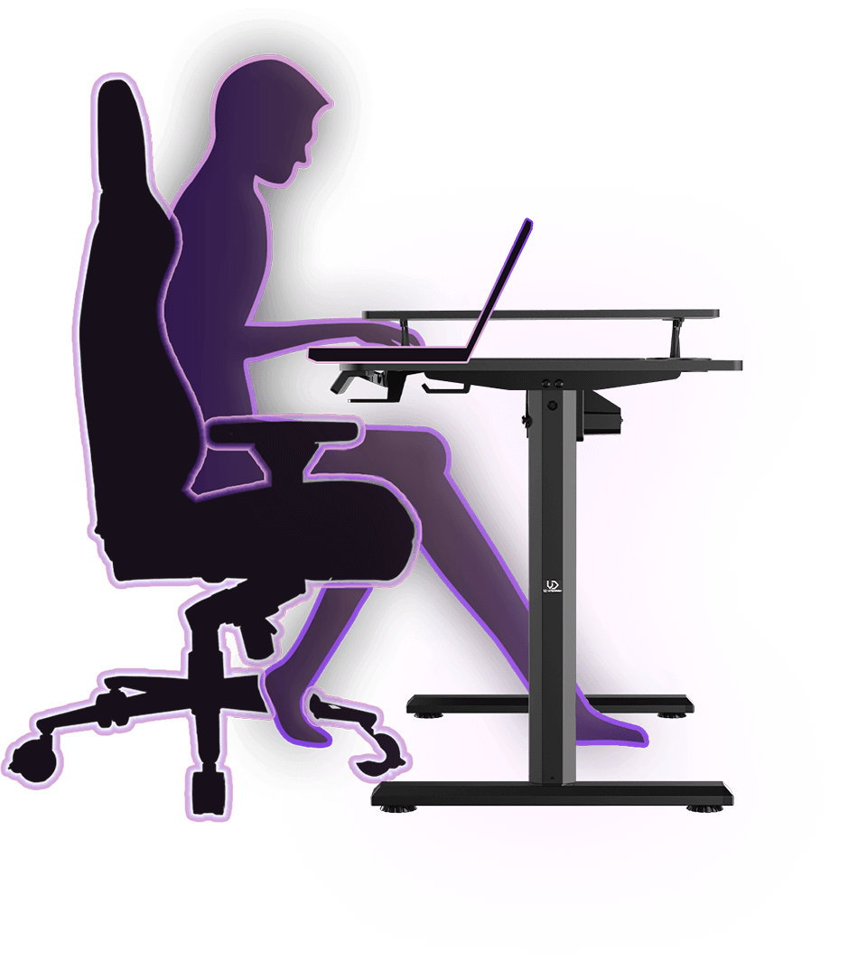 Elektra reguliuojamas kompiuterio stalas Ultradesk Highlander, 120x60 cm, juodas aprašymas - Prekės nuotrauka