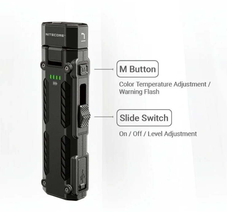 Nitecore EDC09 Žibintuvėlis, 1600 lm, 3 šviesos temperatūros, iki 153 m, 1100 mAh, USB-C, IPX6 aprašymas - Prekės nuotrauka