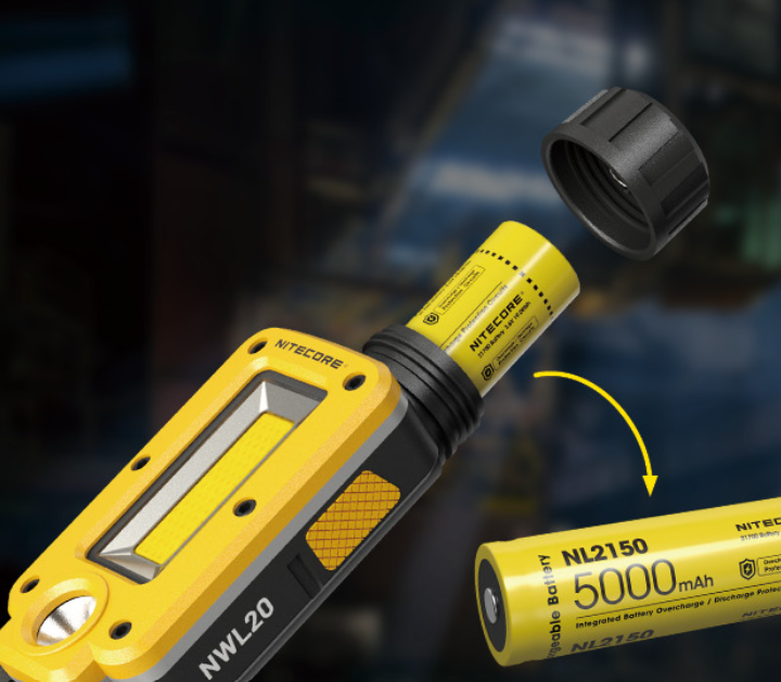 Nitecore NWL20 Darbinis žibintas, 600 lm, iki 93 m, 5000 mAh, USB-C, IPX5 aprašymas - Prekės nuotrauka