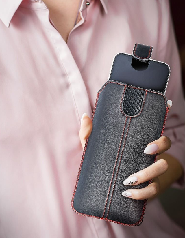 Telefono dėklas „Forcell Pocket Ultra Slim M4“, 91 × 167,5 mm, juodas aprašymas - Prekės nuotrauka