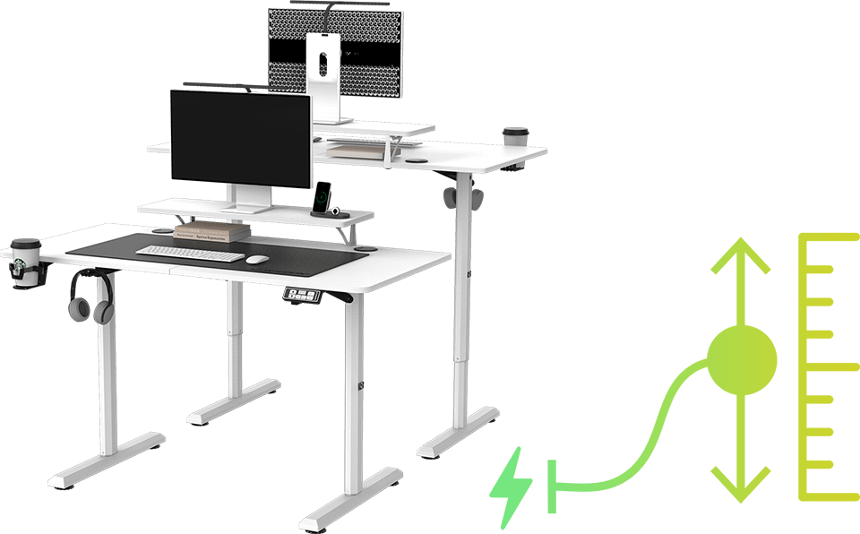 Elektra reguliuojamas kompiuterio stalas Ultradesk Highlander, 120x60 cm, juodas aprašymas - Prekės nuotrauka