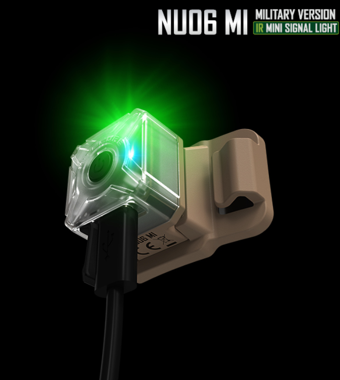 Nitecore NU06 MI Mini signalinė lemputė, 4 spalvų LED + IR 940 nm, 9 režimai, 250 mAh, USB-C aprašymas - Prekės nuotrauka