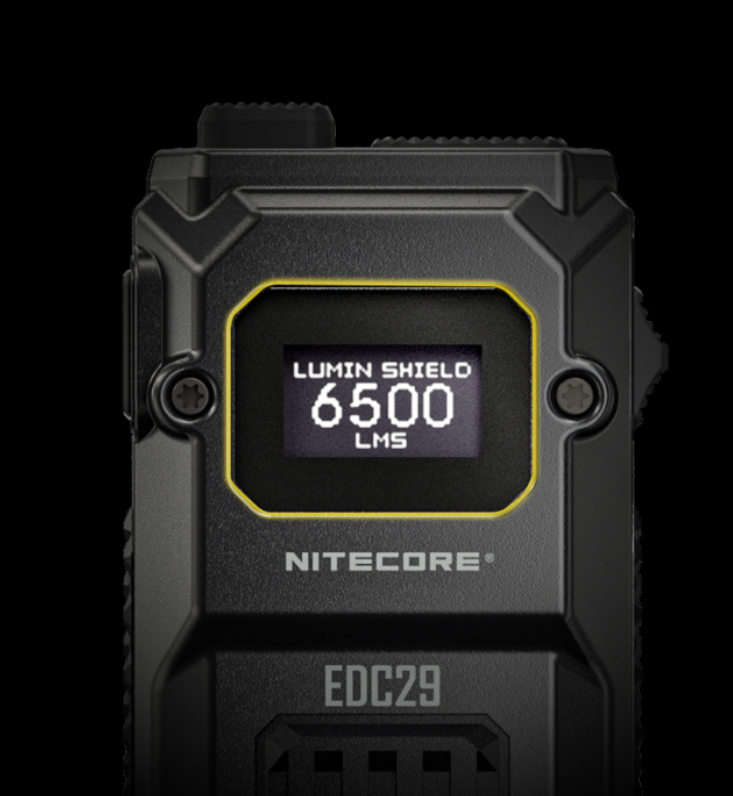 Nitecore EDC29 Žibintuvėlis, 6500 lm, iki 400 m, OLED ekranas, 2500 mAh, USB-C, IP54 aprašymas - Prekės nuotrauka