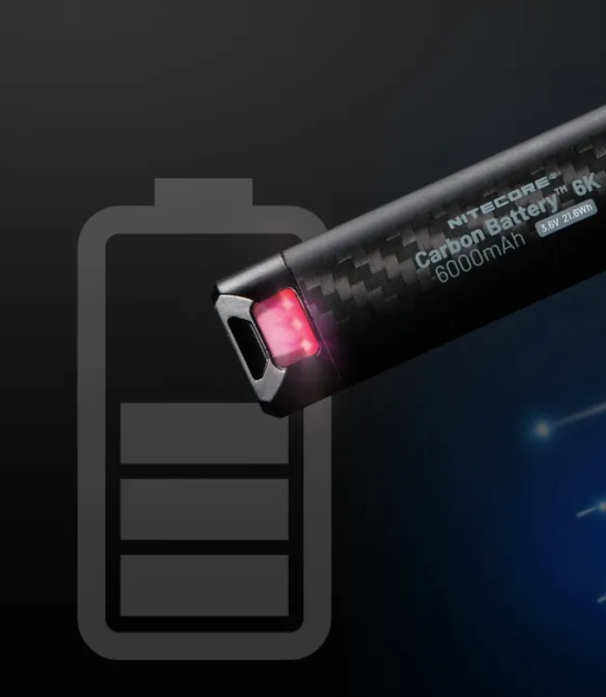 Nitecore Carbon Battery 6K Išorinė baterija, 6000 mAh, 10 W, USB-C, IP68 aprašymas - Prekės nuotrauka