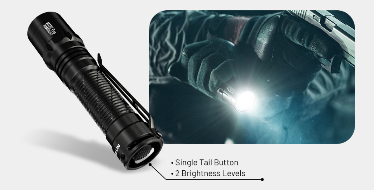 Nitecore MT2C Pro Taktinis žibintuvėlis, 1800 lm, iki 520 m, 3600 mAh, USB-C, IP68 aprašymas - Prekės nuotrauka