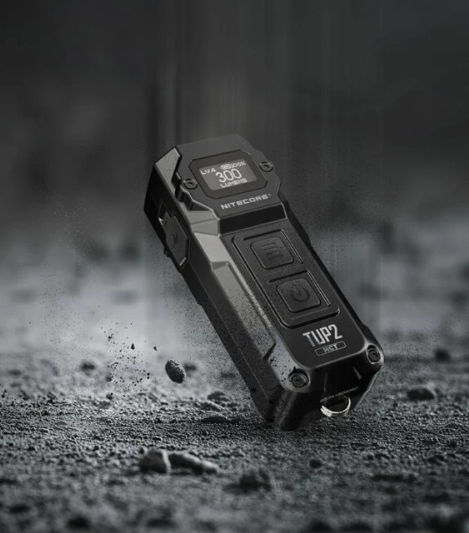 Nitecore TUP2 Žibintuvėlis-raktų pakabukas, 1200 lm, 125 m, OLED ekranas, 1300 mAh, USB-C, IP54, juodos spalvos aprašymas - Prekės nuotrauka