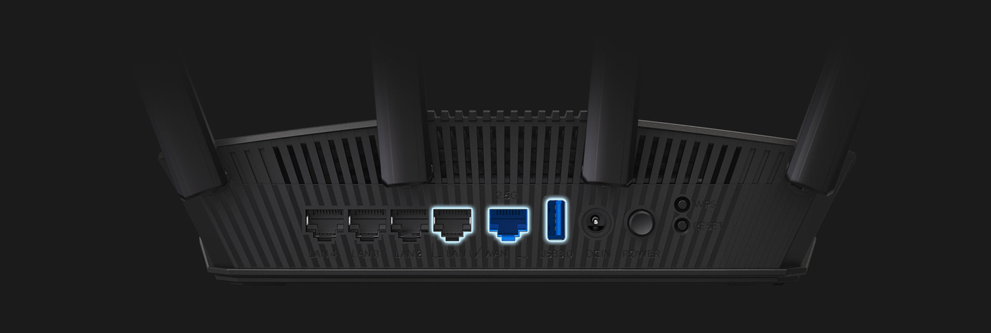 Maršrutizatorius ASUS RT-BE58U WiFi 7, BE3600, iki 3600 Mb/s, 2,5 GbE, AiMesh, MLO, 4 antenos aprašymas - Prekės nuotrauka