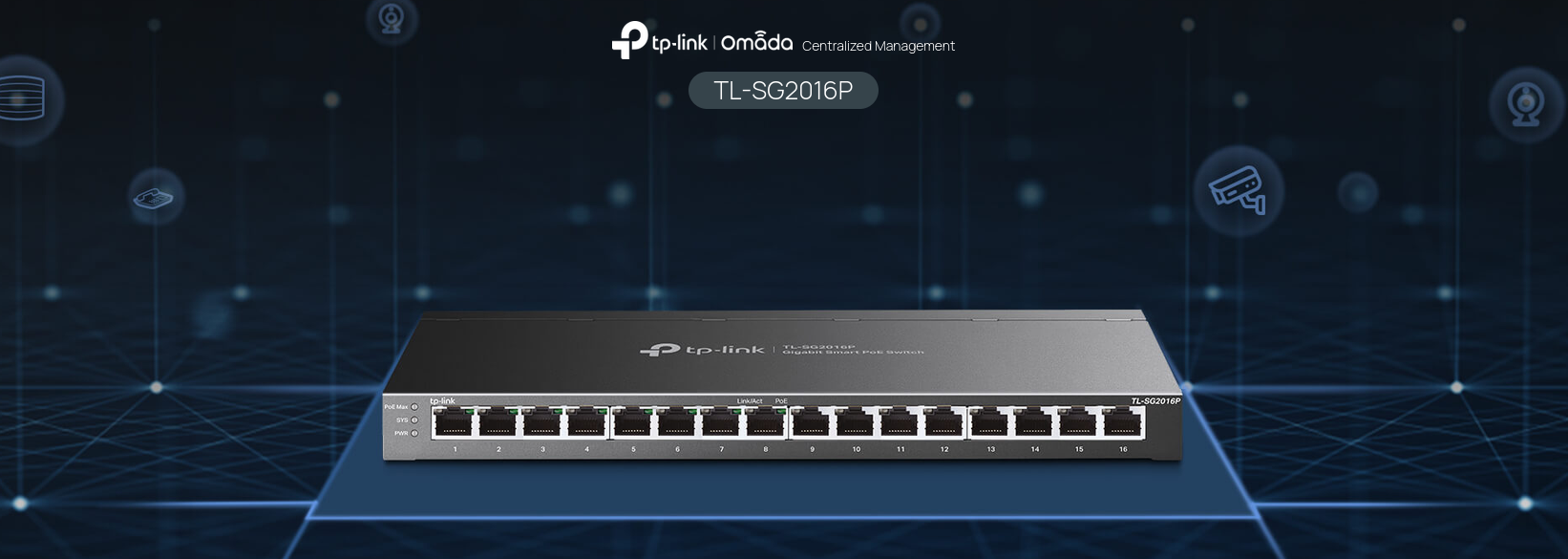 Šakotuvas TP-Link etStream TL-SG2016P aprašymas - Prekės nuotrauka