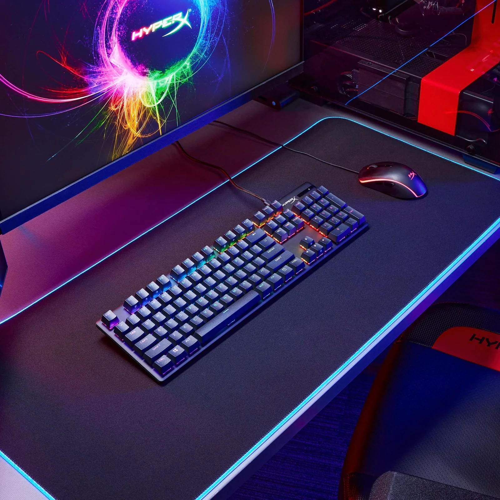 Mechaninė žaidimų klaviatūra HyperX Alloy Origins PBT, HX Red perjungikliai, DE išdėstymas aprašymas - Prekės nuotrauka