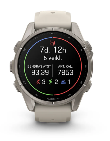 Išmanusis laikrodis Garmin fēnix® 9 – 43mm, Titanas su akmenėlių pilkos spalvos silikoniniu dirželiu | 010-04761-11 aprašymas - Prekės nuotrauka