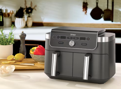 Karšto oro gruzdintuvė Ninja Dual Zone XL DZ901EU, pilka sp., 2470 W, 9.5 l aprašymas - Prekės nuotrauka