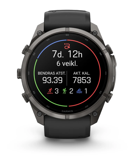 Išmanusis laikrodis Garmin fēnix® 9 Pro – 51mm, Pilkos anglies spalvos DLC titanas su juodos / akmenėlių pilkos spalvos silikoniniu dirželiu | 010-04337-16 aprašymas - Prekės nuotrauka