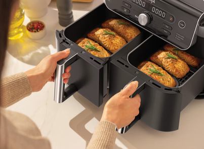 Karšto oro gruzdintuvė Ninja Dual Zone XL DZ950EU, pilka sp., 2470 W, 9.5 l + išmanus termometras aprašymas - Prekės nuotrauka