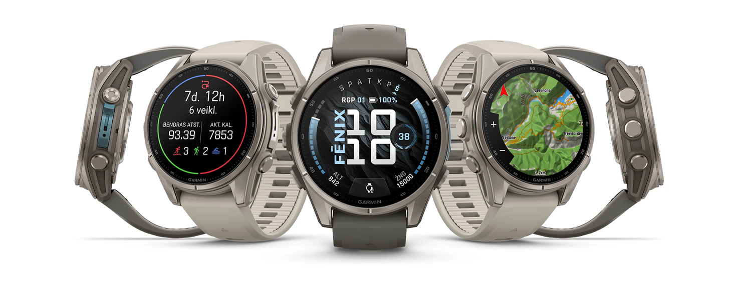Išmanusis laikrodis Garmin fēnix® 9 – 43mm, Titanas su akmenėlių pilkos spalvos silikoniniu dirželiu | 010-04761-11 aprašymas - Prekės nuotrauka