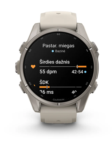 Išmanusis laikrodis Garmin fēnix® 9 – 43mm, Titanas su akmenėlių pilkos spalvos silikoniniu dirželiu | 010-04761-11 aprašymas - Prekės nuotrauka