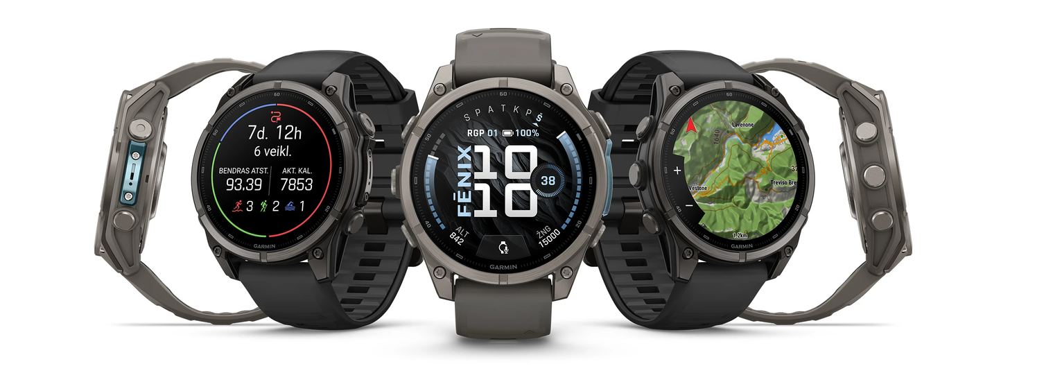 Išmanusis laikrodis Garmin fēnix® 9 – 51mm, Tamsiai pilkas, DLC titanas, su juodu silikoniniu dirželiu | 010-04763-11 aprašymas - Prekės nuotrauka