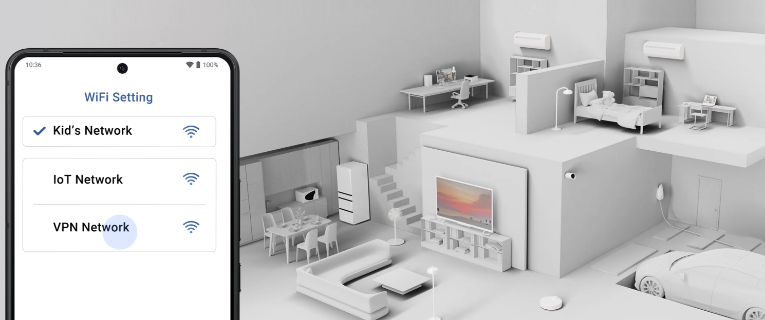 Išplečiamos sistemos maršrutizatorius ASUS ZenWiFi BD4 WiFi 7 BE3600, 1 įrenginio pakuotė aprašymas - Prekės nuotrauka