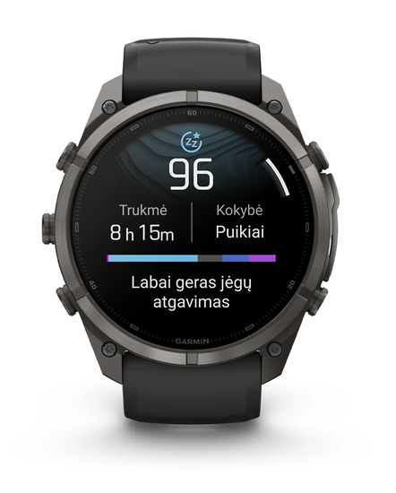 Išmanusis laikrodis Garmin fēnix® 9 Pro – 51mm, Pilkos anglies spalvos DLC titanas su juodos / akmenėlių pilkos spalvos silikoniniu dirželiu | 010-04337-16 aprašymas - Prekės nuotrauka