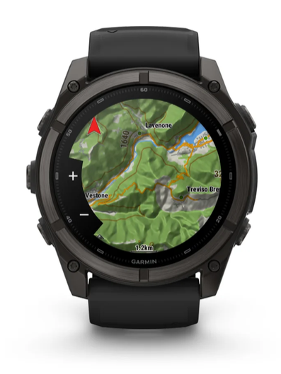Išmanusis laikrodis Garmin fēnix® 9 – 51mm, Tamsiai pilkas, DLC titanas, su juodu silikoniniu dirželiu | 010-04763-11 aprašymas - Prekės nuotrauka