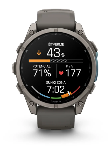 Išmanusis laikrodis Garmin fēnix® 9 – 47mm, Titanas su akmenėlių pilkos spalvos silikoniniu dirželiu | 010-04762-01 aprašymas - Prekės nuotrauka