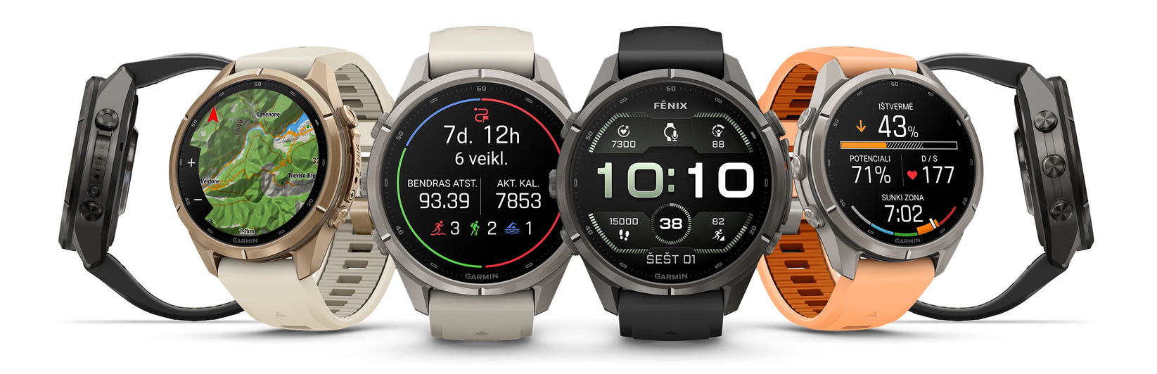 Išmanusis laikrodis Garmin fēnix® 9 Pro – 43mm, Titanas su rūko pilkos / tamsios smiltainio spalvos silikoniniu dirželiu | 010-04335-86 aprašymas - Prekės nuotrauka