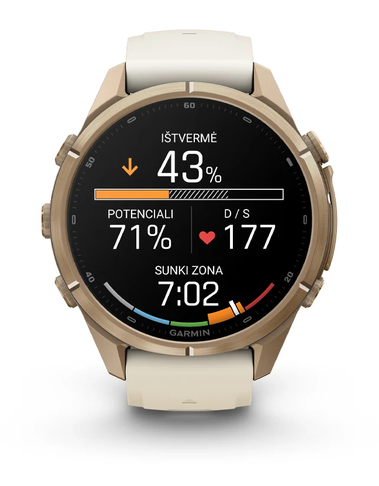 Išmanusis laikrodis Garmin fēnix® 9 Pro – 43mm, Titanas su rūko pilkos / tamsios smiltainio spalvos silikoniniu dirželiu | 010-04335-86 aprašymas - Prekės nuotrauka