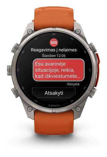 Išmanusis laikrodis Garmin fenix 9 Pro – inReach, 47 mm, Titanium su Graphite/juodu silikoniniu dirželiu aprašymas - Prekės nuotrauka
