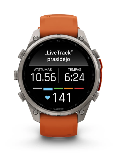 Išmanusis laikrodis Garmin fenix 9 Pro – inReach, 47 mm, Titanium su Graphite/juodu silikoniniu dirželiu aprašymas - Prekės nuotrauka