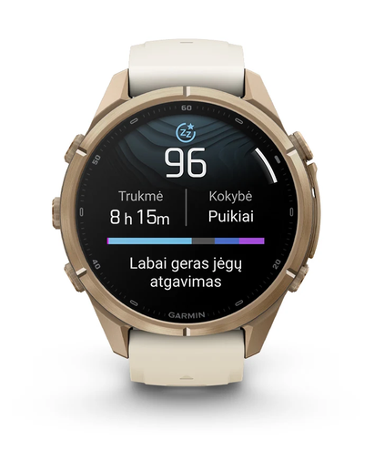 Išmanusis laikrodis Garmin fēnix® 9 Pro – 43mm, Titanas su rūko pilkos / tamsios smiltainio spalvos silikoniniu dirželiu | 010-04335-86 aprašymas - Prekės nuotrauka