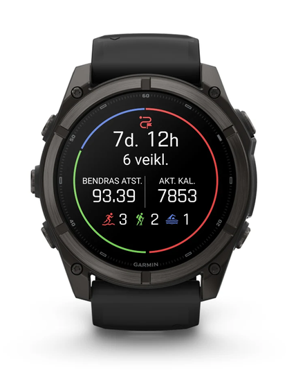 Išmanusis laikrodis Garmin fēnix® 9 – 51mm, Titanas su akmenėlių pilkos spalvos silikoniniu dirželiu | 010-04763-01 aprašymas - Prekės nuotrauka