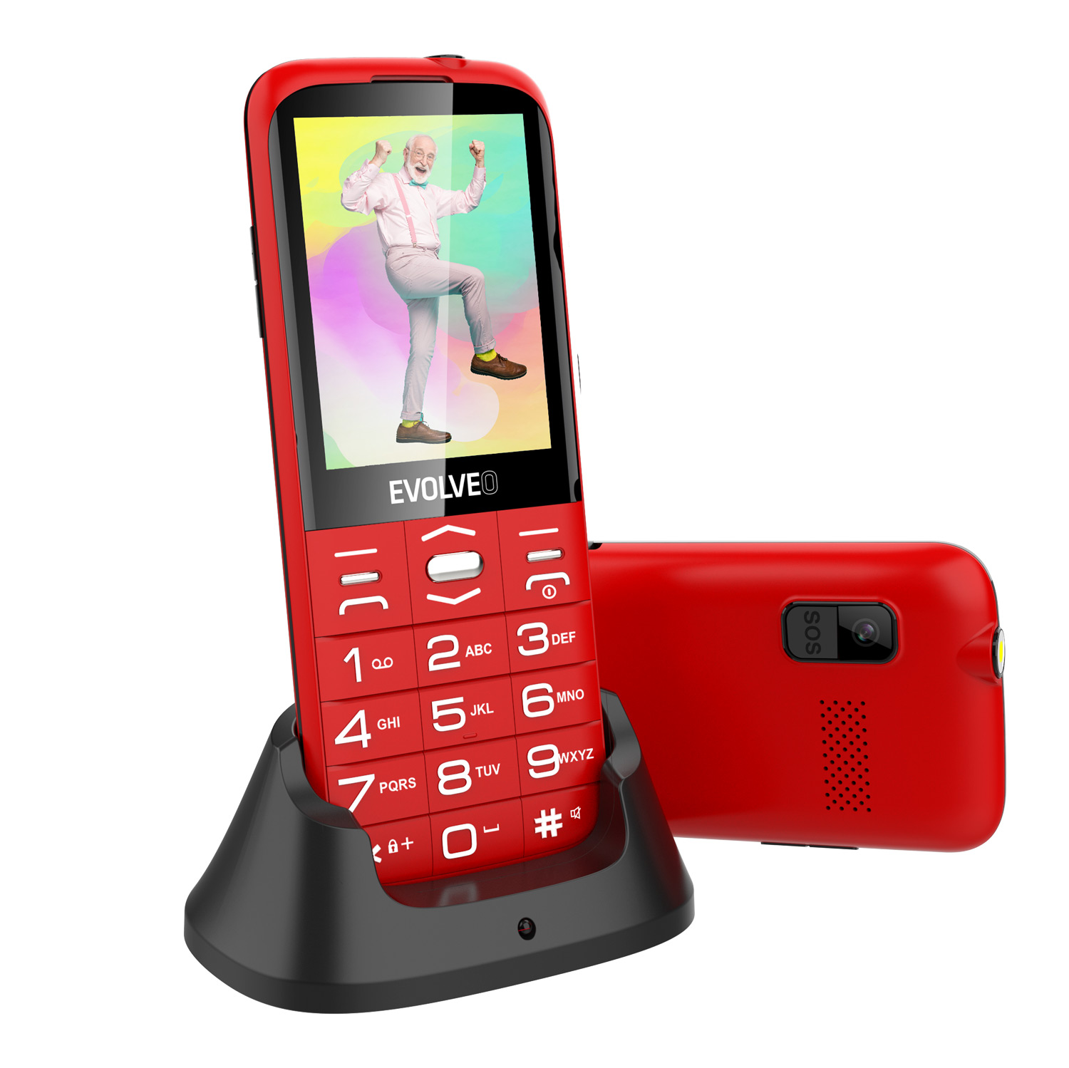 Mygtukinis telefonas EVOLVEO EasyPhone XO, raudonas aprašymas - Prekės nuotrauka
