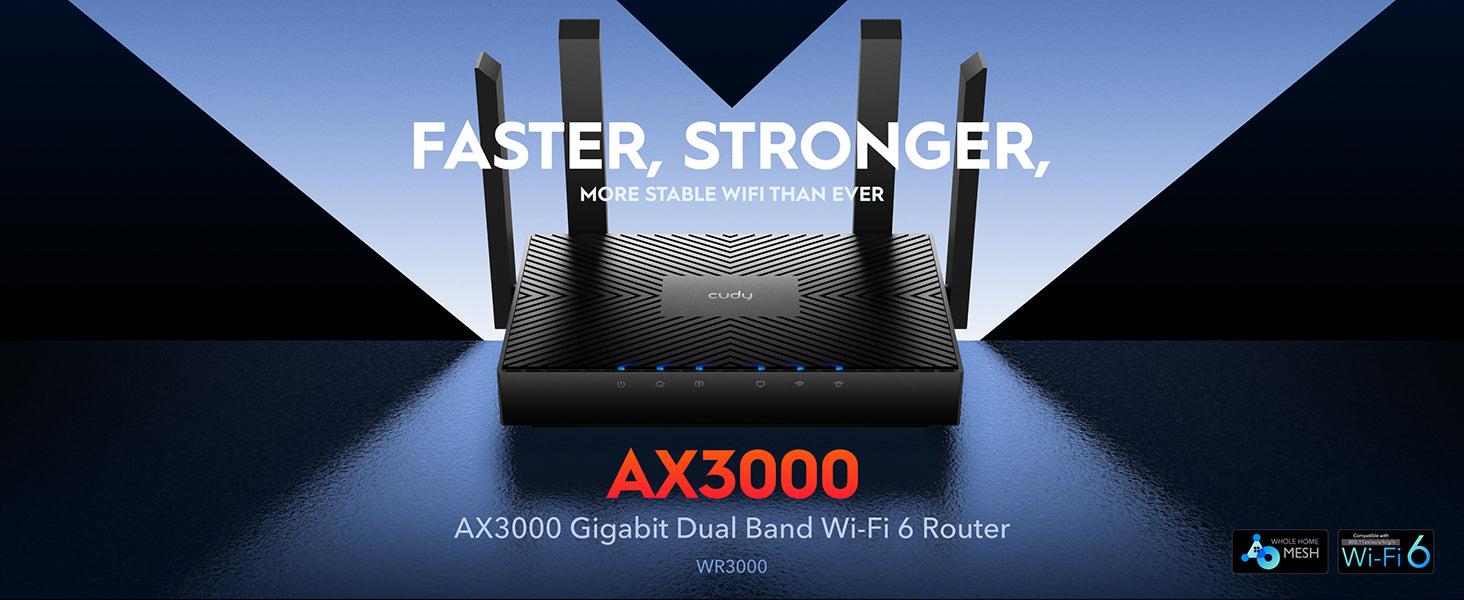 Maršrutizatorius Cudy WR3000 Gigabit Dual-Band 2.4/5 GHz, Juodas (V 1.0) aprašymas - Prekės nuotrauka
