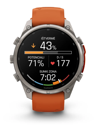 Išmanusis laikrodis Garmin fēnix® 9 Pro inReach® – 47 mm, Pilkos anglies spalvos DLC titanas su juodos / akmenėlių pilkos spalvos silikoniniu dirželiu | 010-04336-11 aprašymas - Prekės nuotrauka