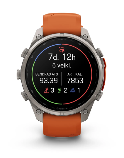 Išmanusis laikrodis Garmin fēnix® 9 Pro inReach® – 47 mm, Pilkos anglies spalvos DLC titanas su juodos / akmenėlių pilkos spalvos silikoniniu dirželiu | 010-04336-11 aprašymas - Prekės nuotrauka
